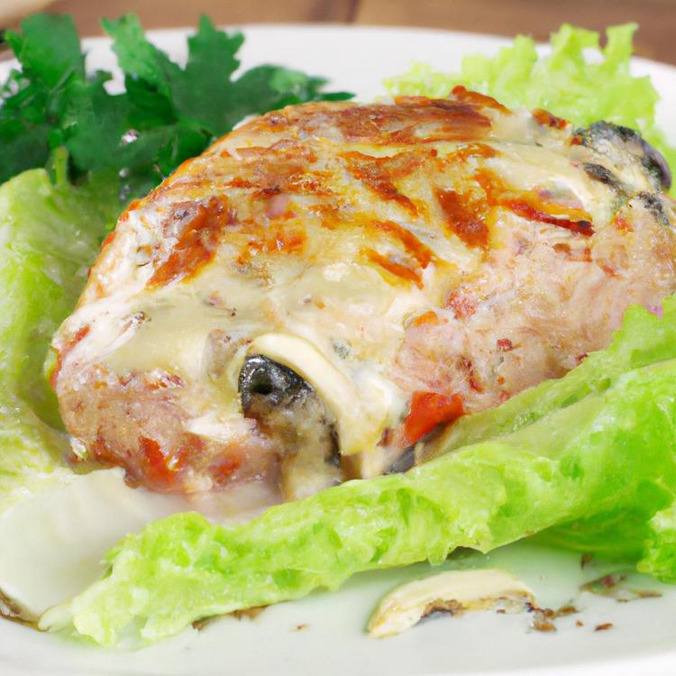 schab faszerowany pieczarkami i serem